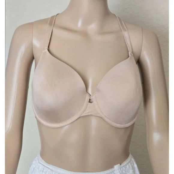 Chantelle 17A6 Soft Flex Plunge T-Shirt Lined Underwire Bra beige Size 34 DD - Picture 1 of 4